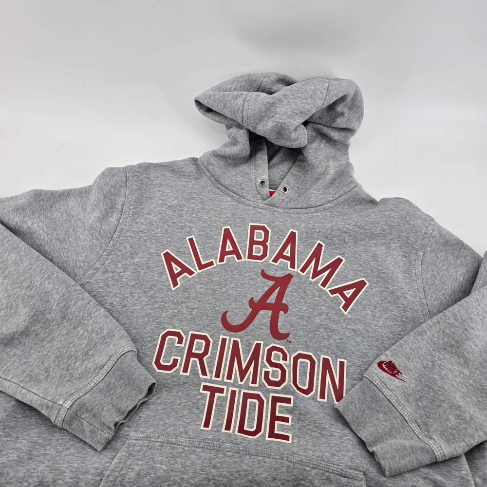 Nike Alabama Crimson Tide Hoodie Mens Graphic Fleece Heather Gray XL